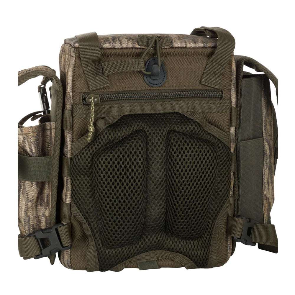 Drake Run-N-Gun chest pack back panel shows breathable mesh for comfort