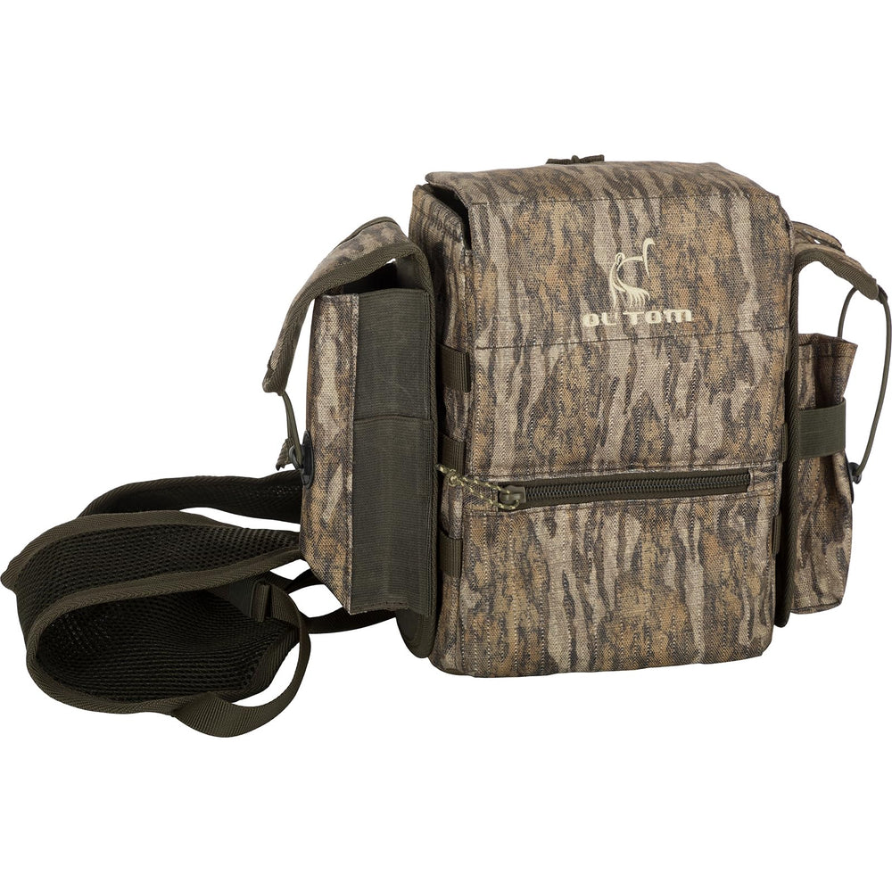 Drake Run-N-Gun turkey chest pack front view with multi-pocket setup for quick access