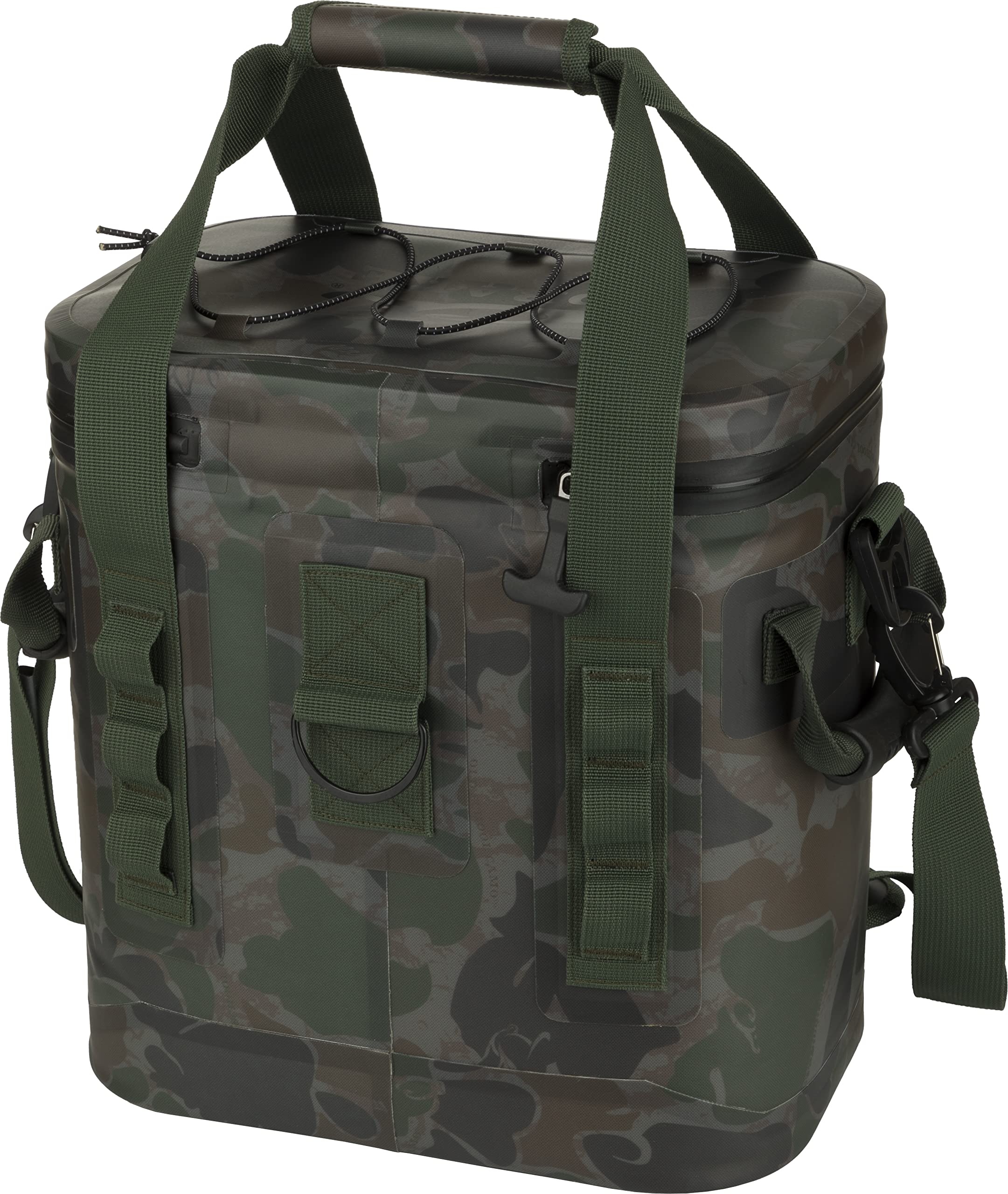 Drake Waterfowl 16-Can Cooler side view, rugged portability with molded feet