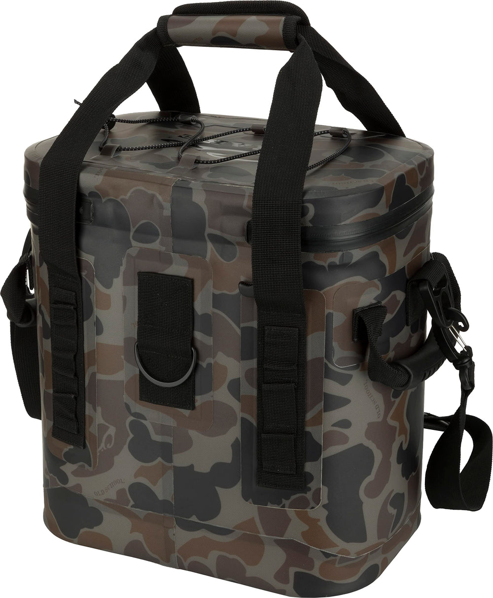 Drake Waterfowl 16-Can Cooler side view emphasizing padded strap and molded handles for easy transport.