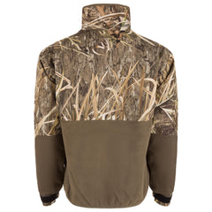 Drake Waterfowl CommandXT Eqwader jacket side view emphasizes breathable warmth during long days