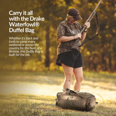 Drake Waterfowl Duffle Bag Bottomland Large adjustable strap for comfortable carry.