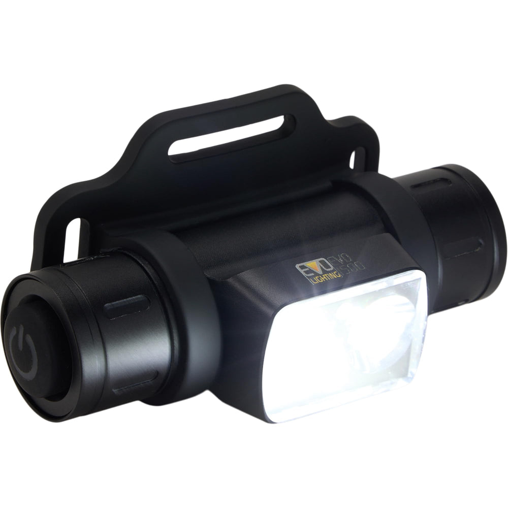 Drake Waterfowl EVO1500 in-use shot showing hands-free lighting at camp