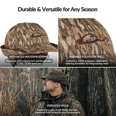 Drake Waterfowl Gore-Tex Jones Hat ear flaps, fold-down warmth for cold mornings.