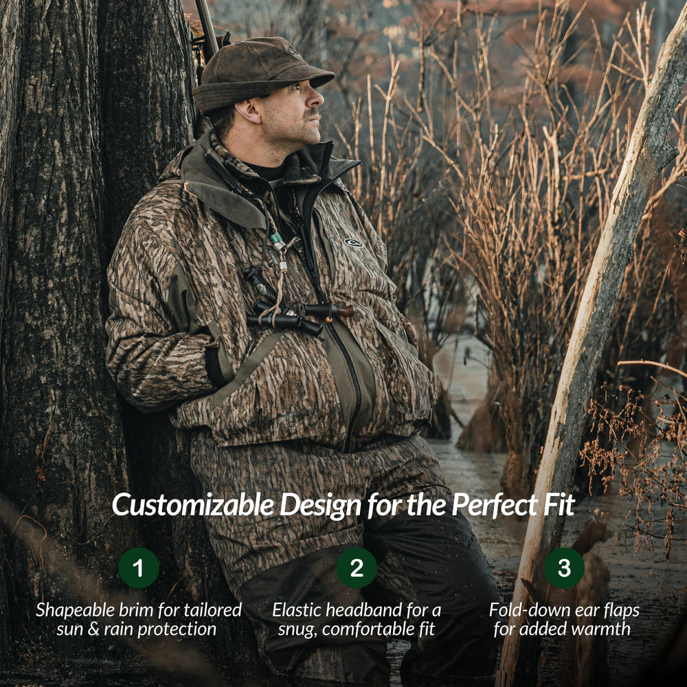Drake Waterfowl Gore-Tex Jones Hat waterproof technology, keeps you dry during wet hunts.