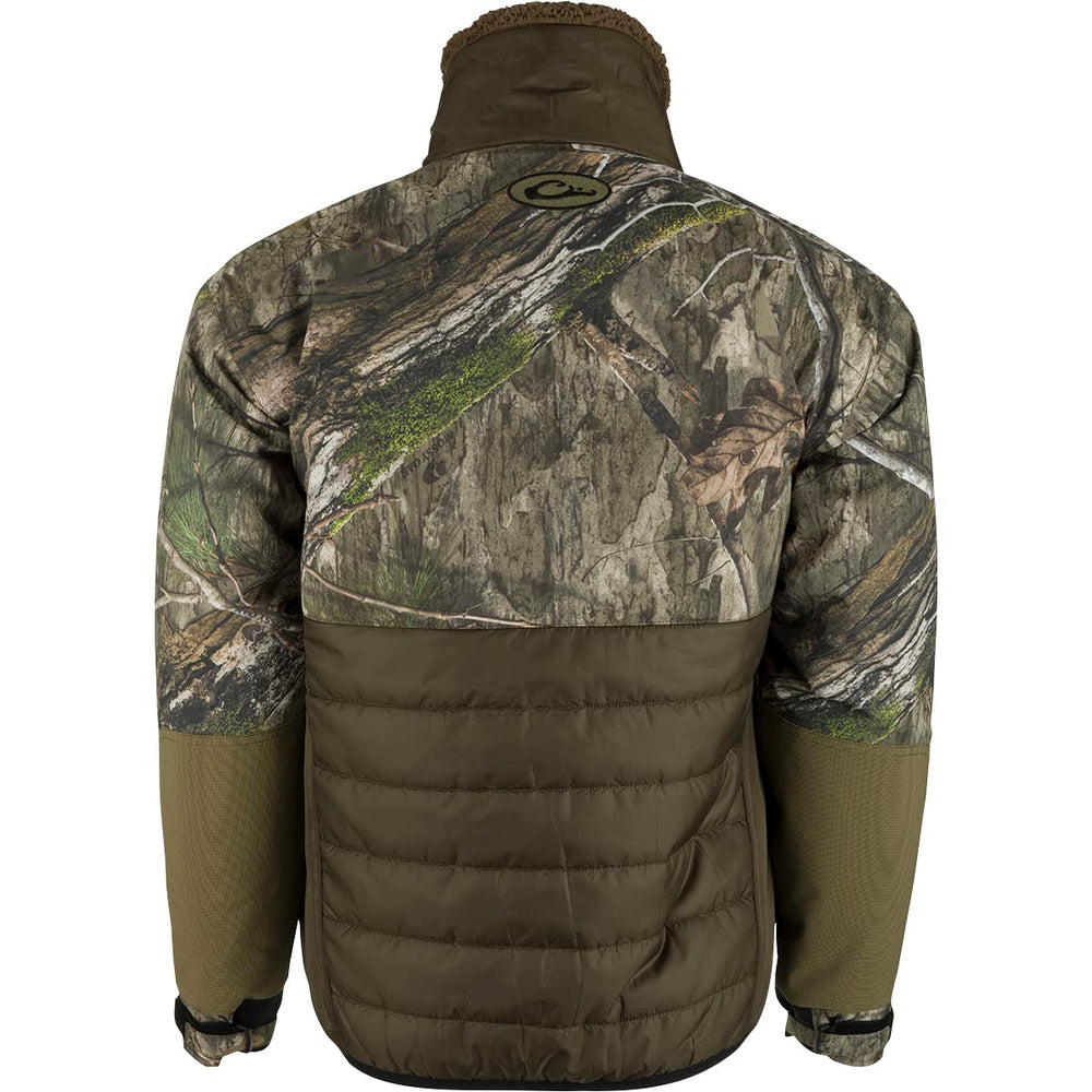 Drake Waterfowl Eqwader jacket pocket detail, secure storage for calls during hunts.