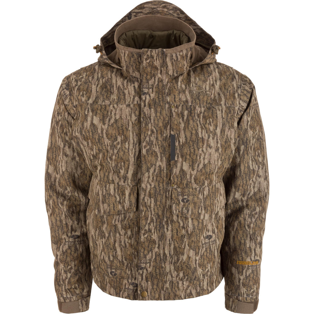 Drake Waterfowl Hardline outer jacket provides waterproof protection for chilly morning hunts