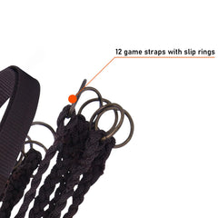 Drake Waterfowl Heavy Load Game Tote back view highlighting hands-free waist strap for stability