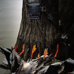 Drake Waterfowl Heavy Load Game Tote straps closeup emphasizing 12 durable bands