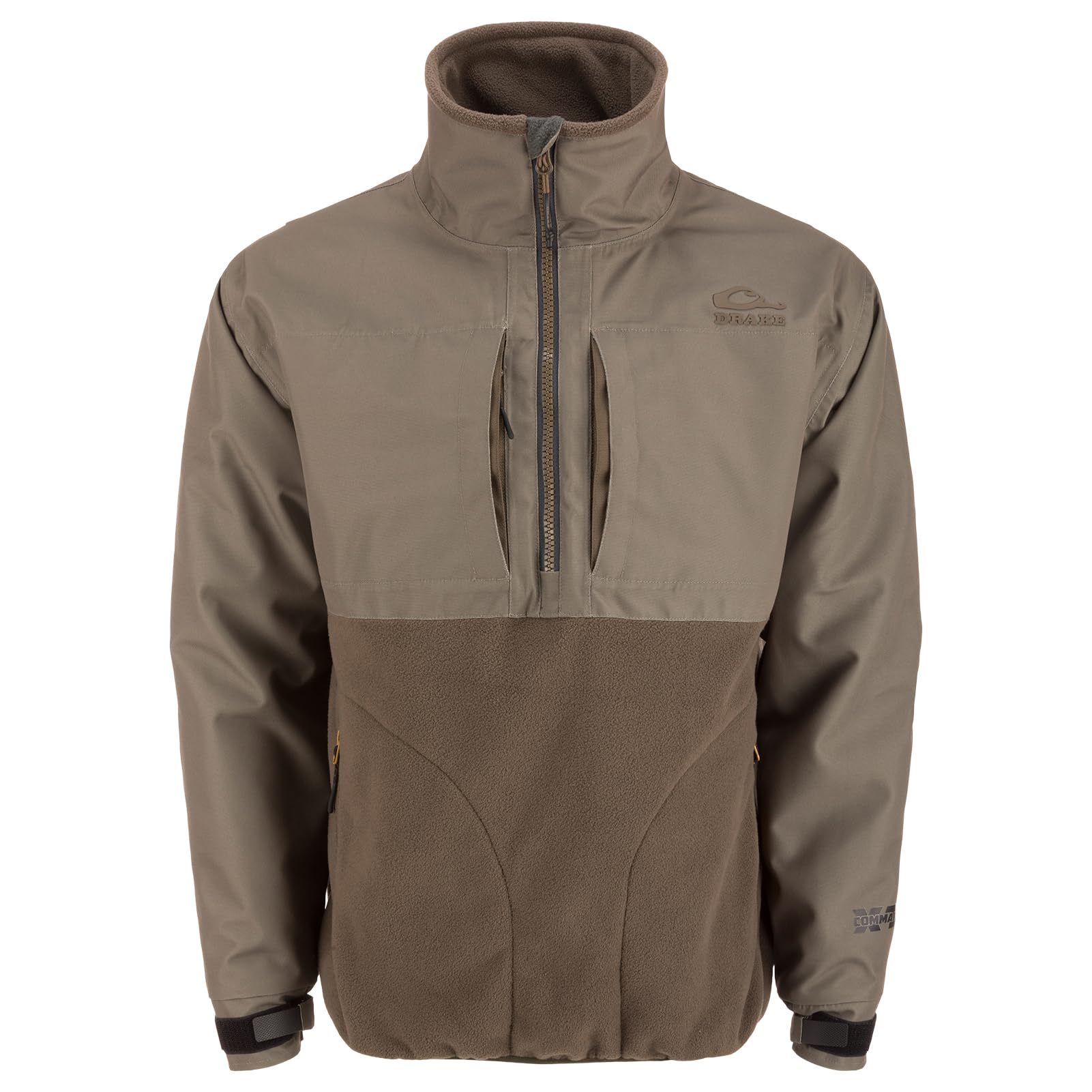 Drake Waterfowl MST CommandXT Eqwader half-zip jacket front view, weatherproof protection for wet hunts