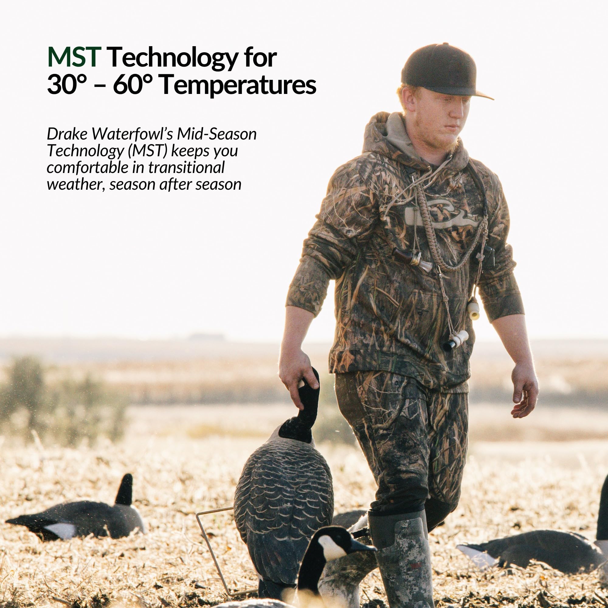Drake Waterfowl MST knee-reinforced patch on under-wader pant for durable marsh kneeling