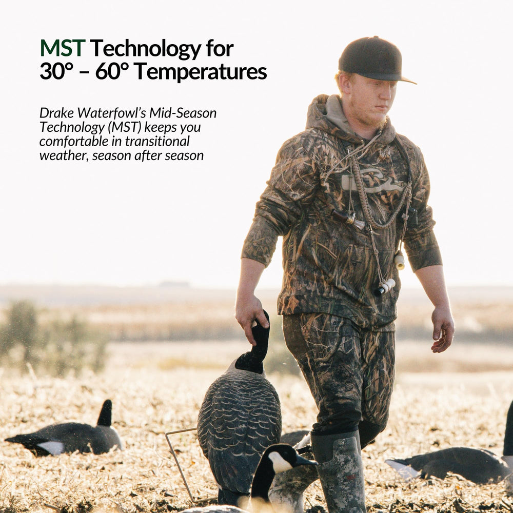 Drake Waterfowl MST jean-cut pant reinforced seat supports heavy use in wet environments.