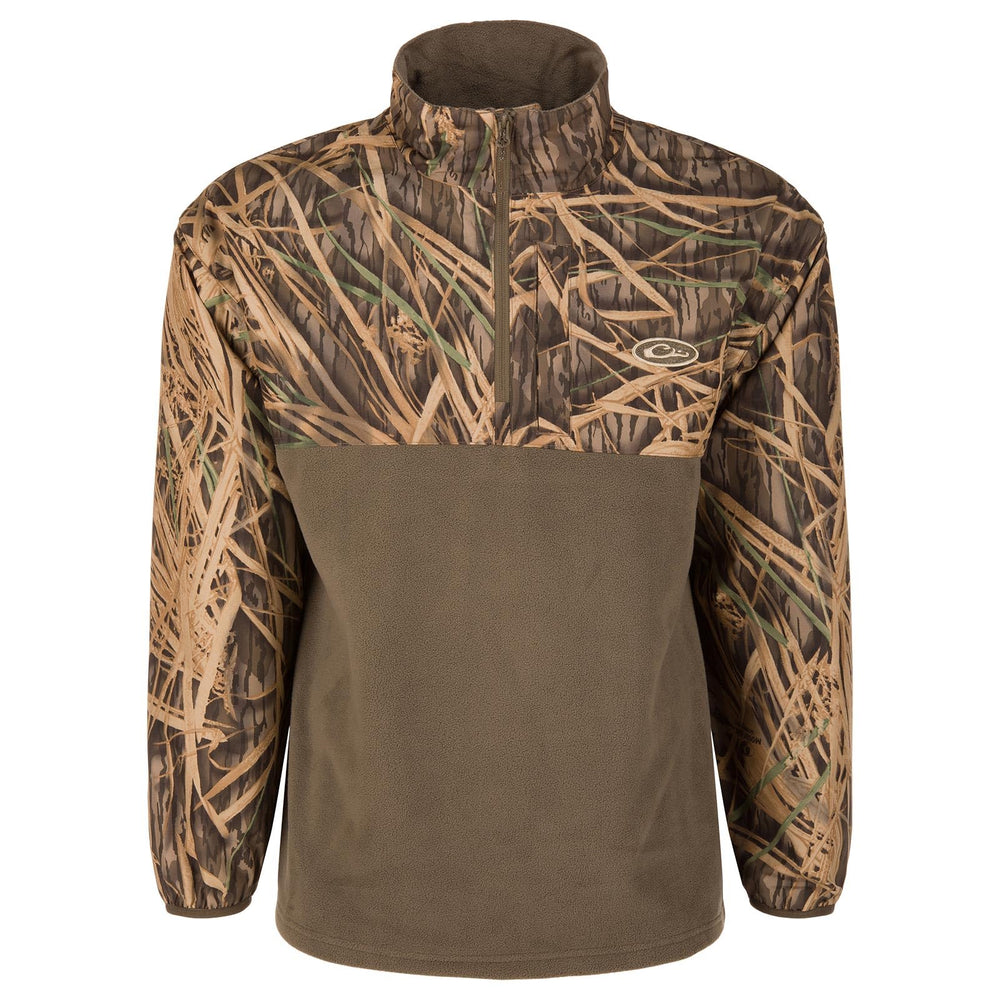 Drake Waterfowl MST Eqwader jacket front view shows waterproof protection for marsh hunts.