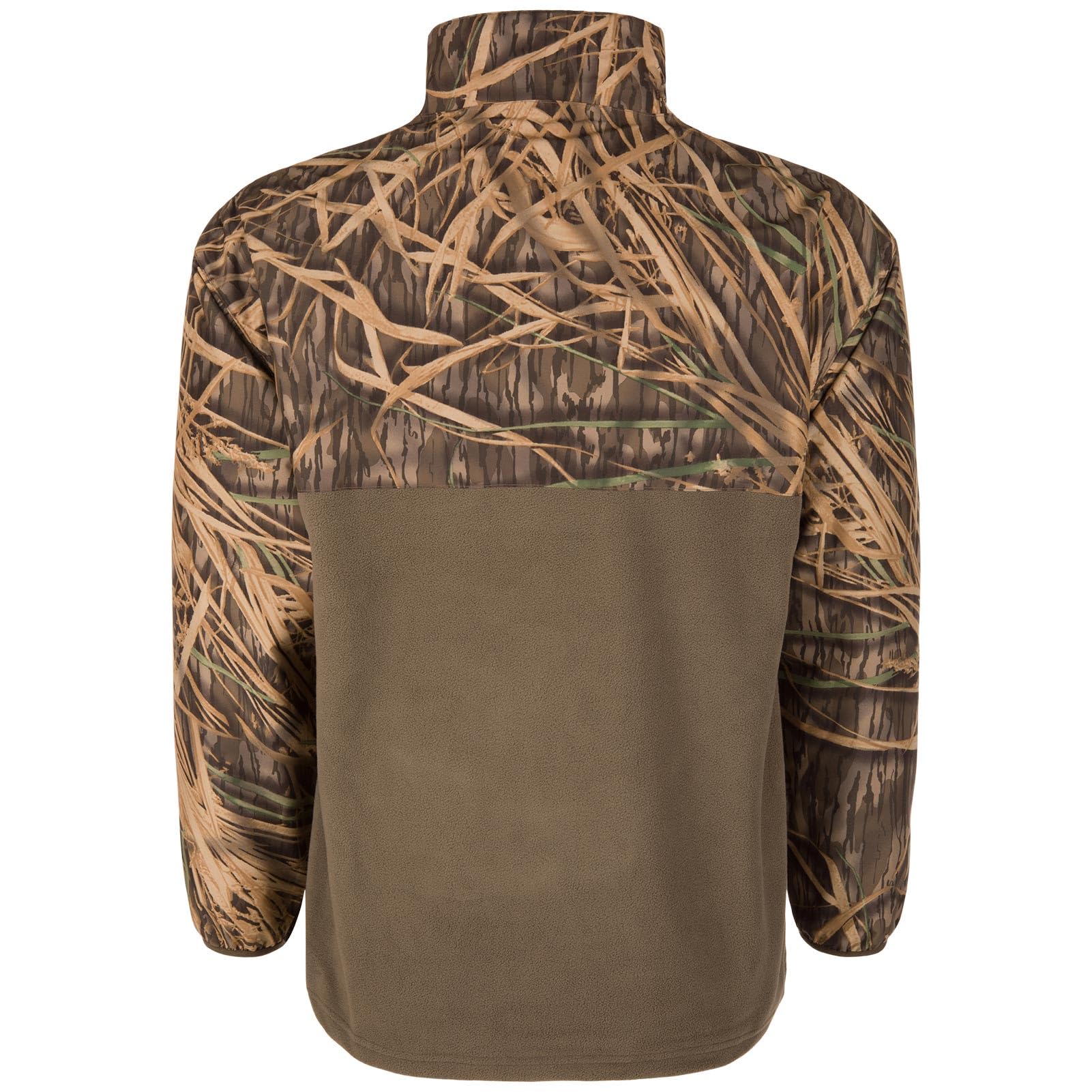 Drake Waterfowl MST Eqwader jacket side view highlights windproof design for open fields.