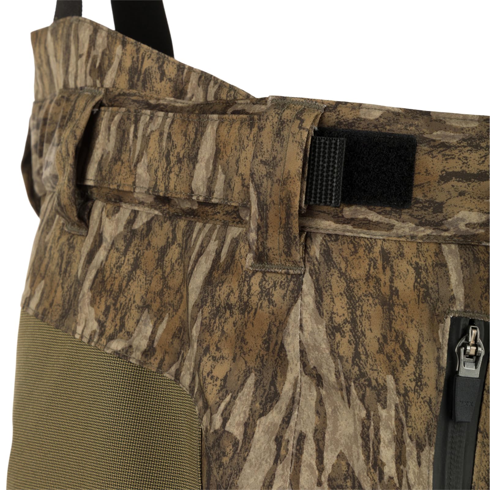 Drake Waterfowl MST waist-high bib leg zippers enable easy over-boot access