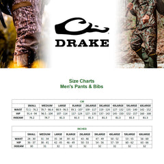 Drake Waterfowl MST waist-high insulated bib back view highlighting reinforced knees for rugged field use.