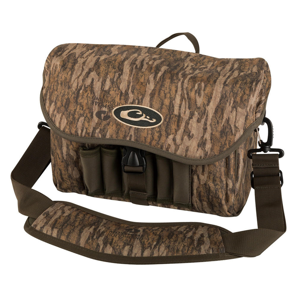 Drake Waterfowl Refuge Blind Bag Mossy Oak Bottomland front view showing compact storage.
