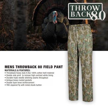 Drake Waterfowl Throwback 80 Field Pant knee reinforcement protects high-wear areas during field work.