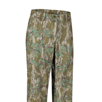 Drake Waterfowl Throwback 80 Field Pant Mossy Oak Greenleaf camo blends with terrain.