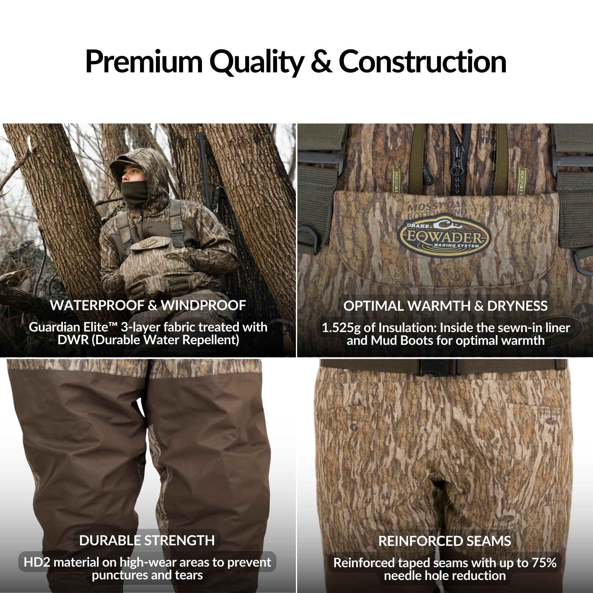 Chest wader front cargo pouch and inside zippered pouch