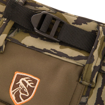 Drake Waterfowl Youth Endurance Pants adjustable waist close-up for a snug fit.