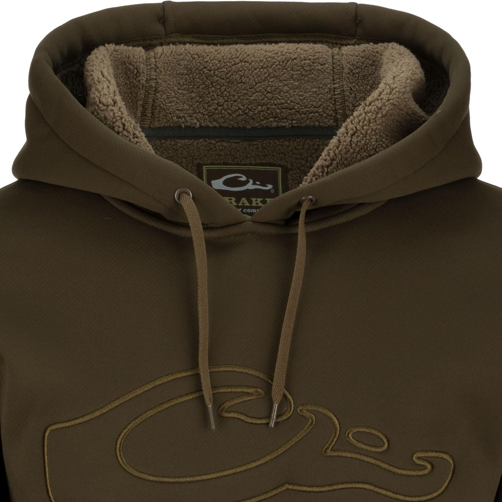 Drake Waterfowl Youth LST Silencer Hoodie inner fleece for warmth and moisture control.