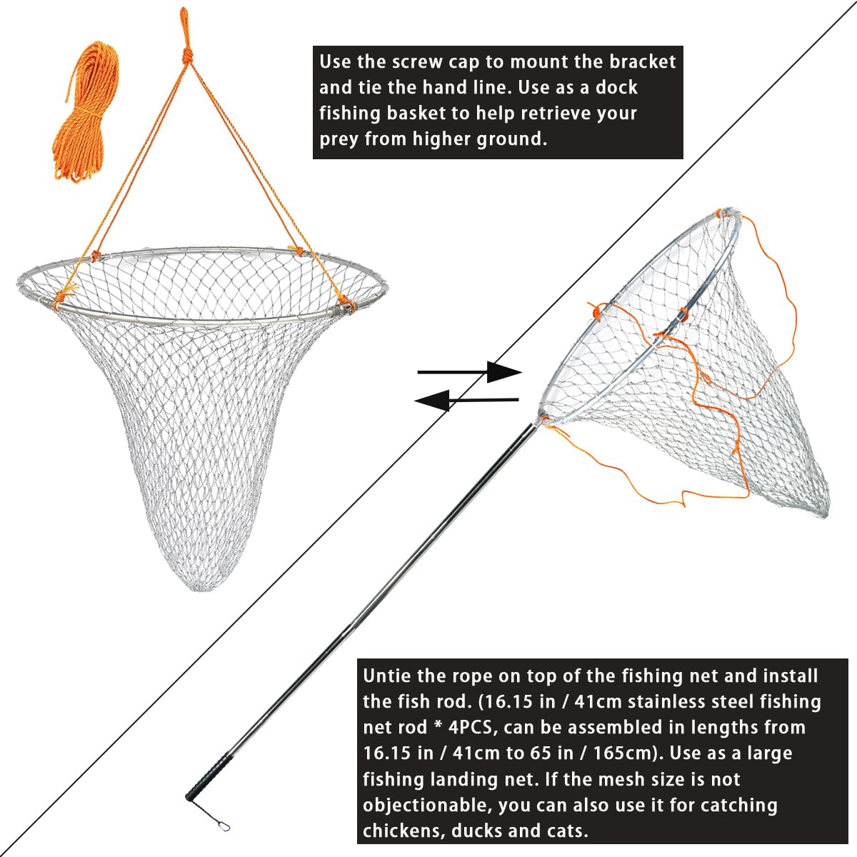 Drasry aluminum bracket dock net provides sturdy support on boats and piers.