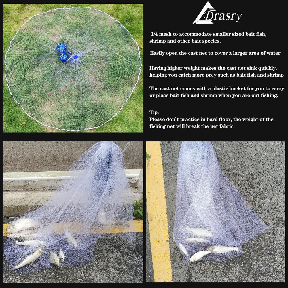Drasry bottom abrasion-resistant thread enhances net durability during retrieves.