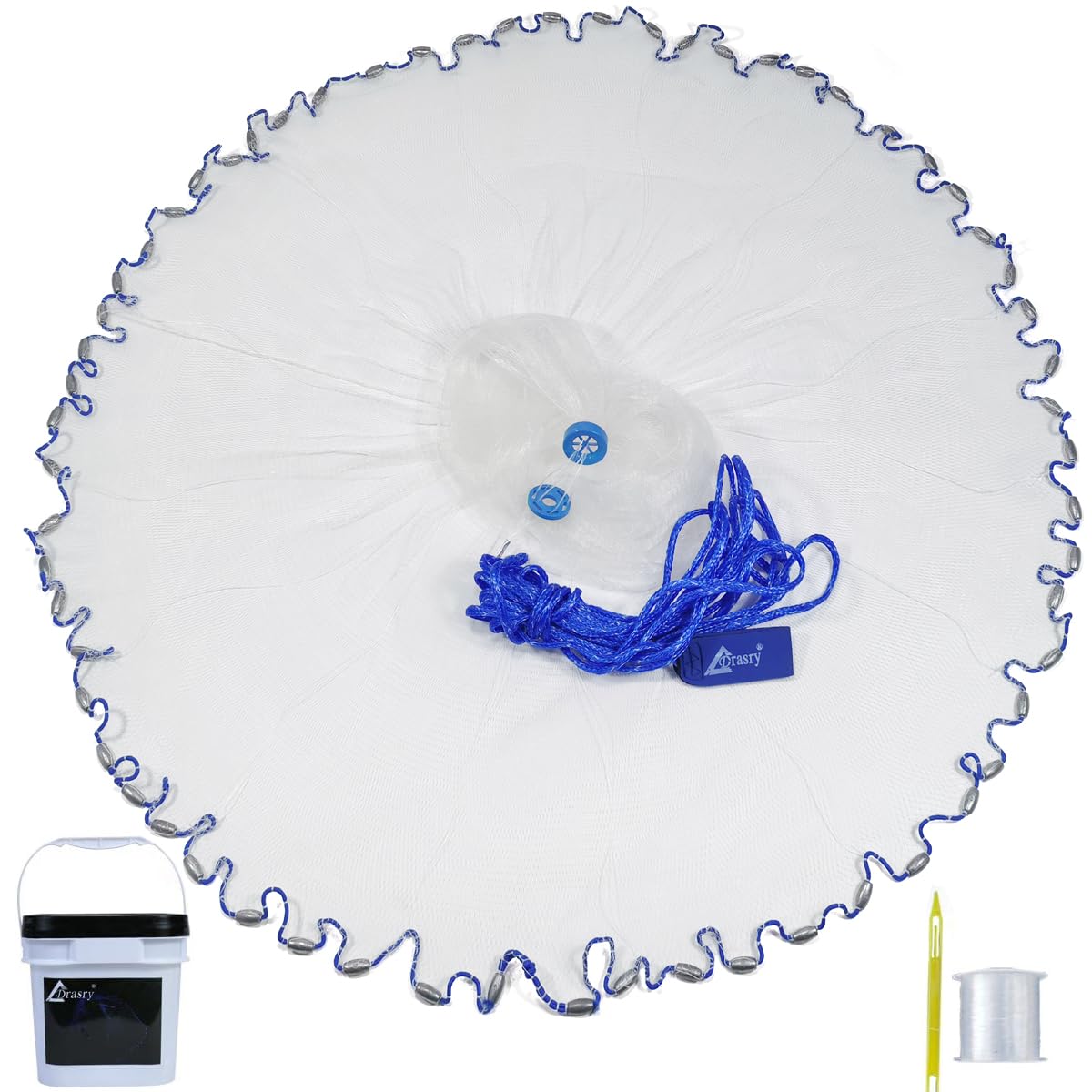 Drasry cast net 3ft radius with 1/4 inch mesh captures small bait efficiently