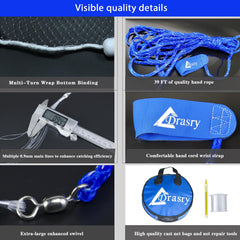Drasry cast net includes 43 feet braided hand line for deeper water use