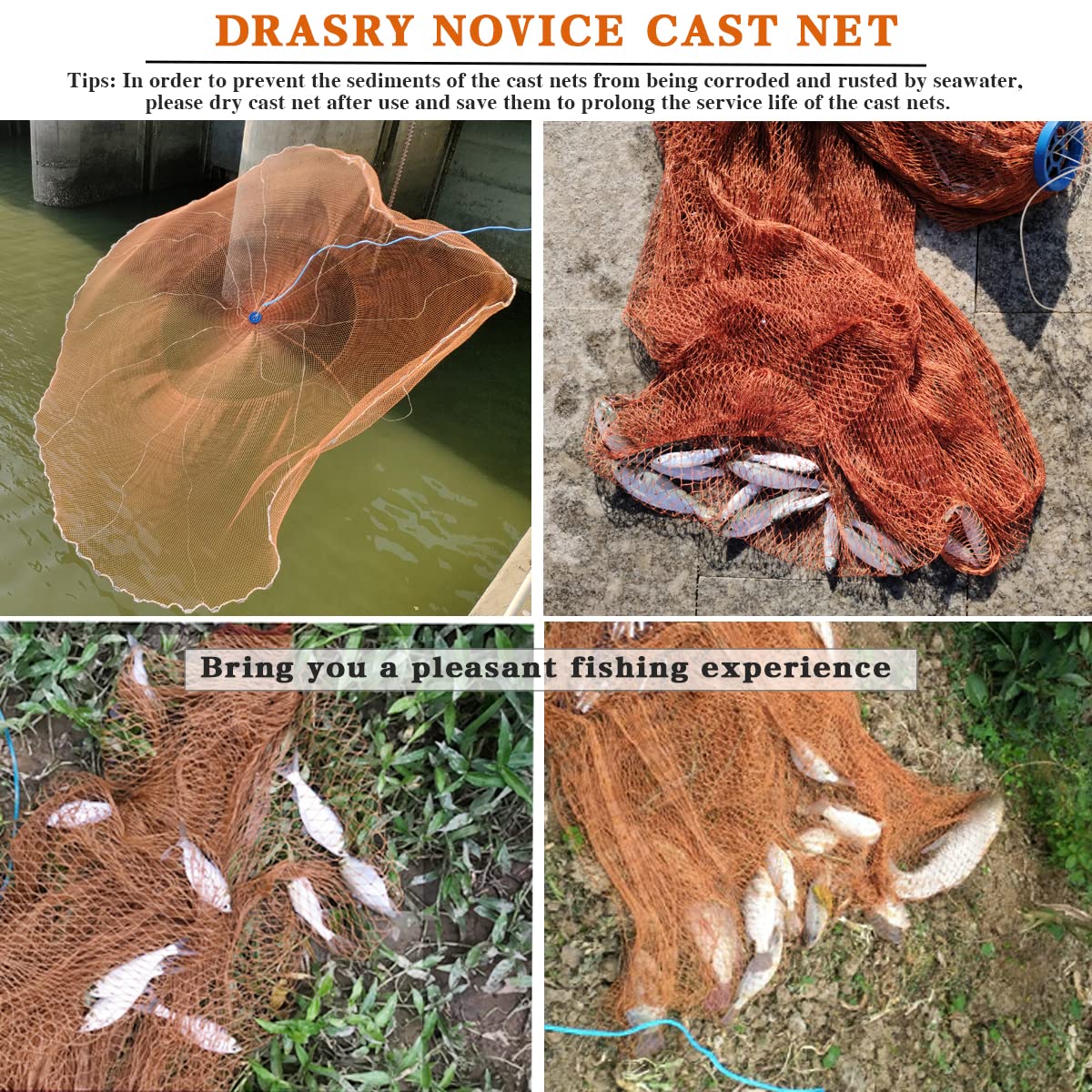 Drasry cast net bag with repair tools keeps gear organized for trips.