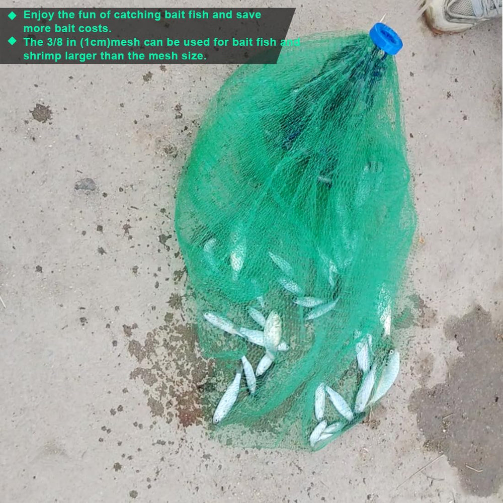 Drasry cast net bait-fishing bucket-ready demonstrates dual-use as a bait bucket option.