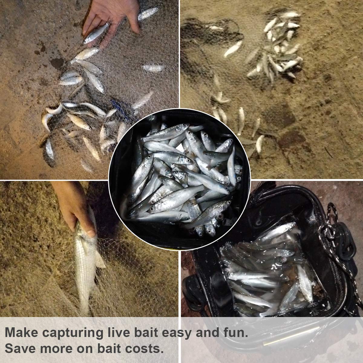 Drasry cast net includes small plastic bucket for bait management