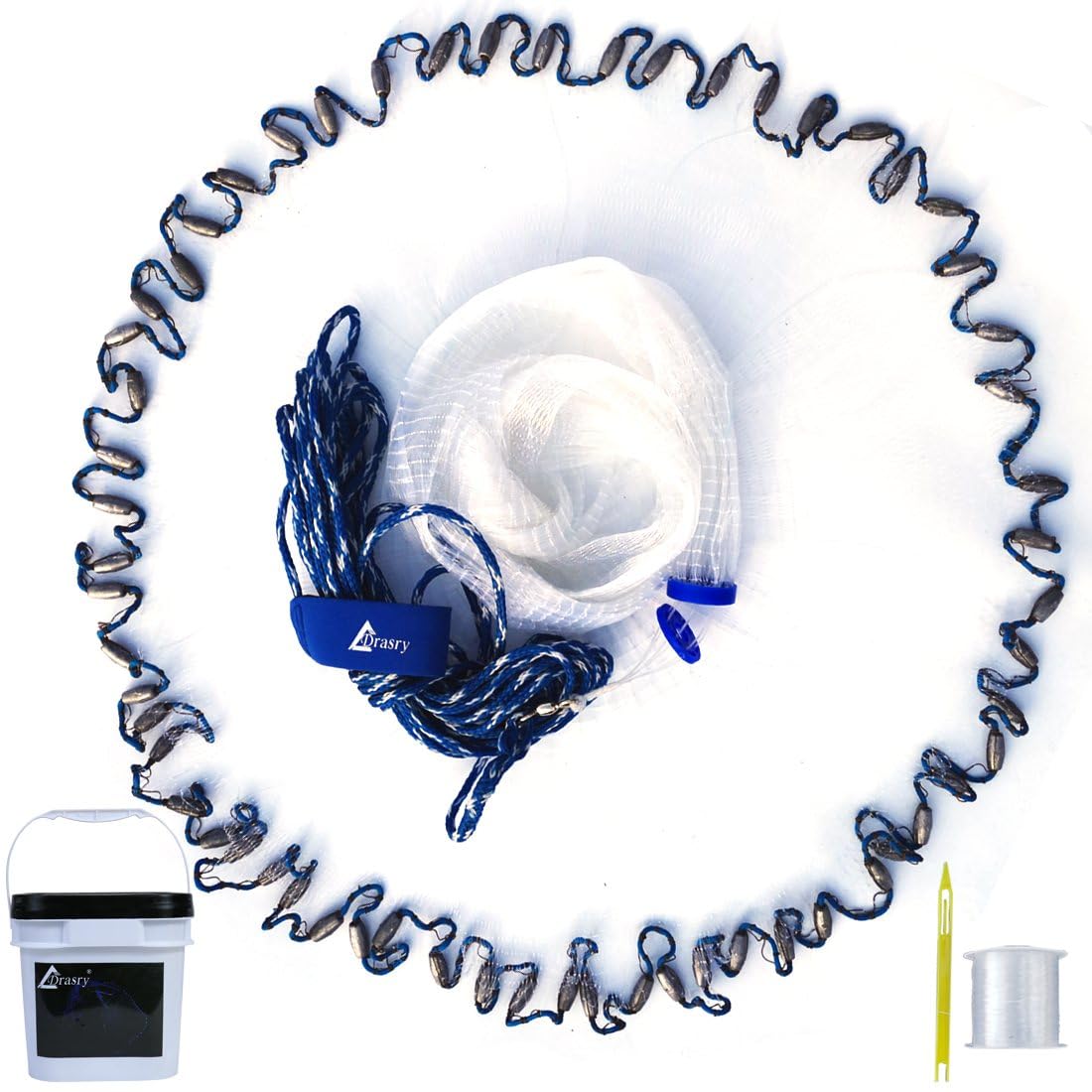 Drasry cast net hand throw for easy bait catch and control