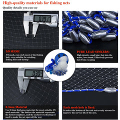 Drasry cast net sinking action with lead sinkers reducing splash