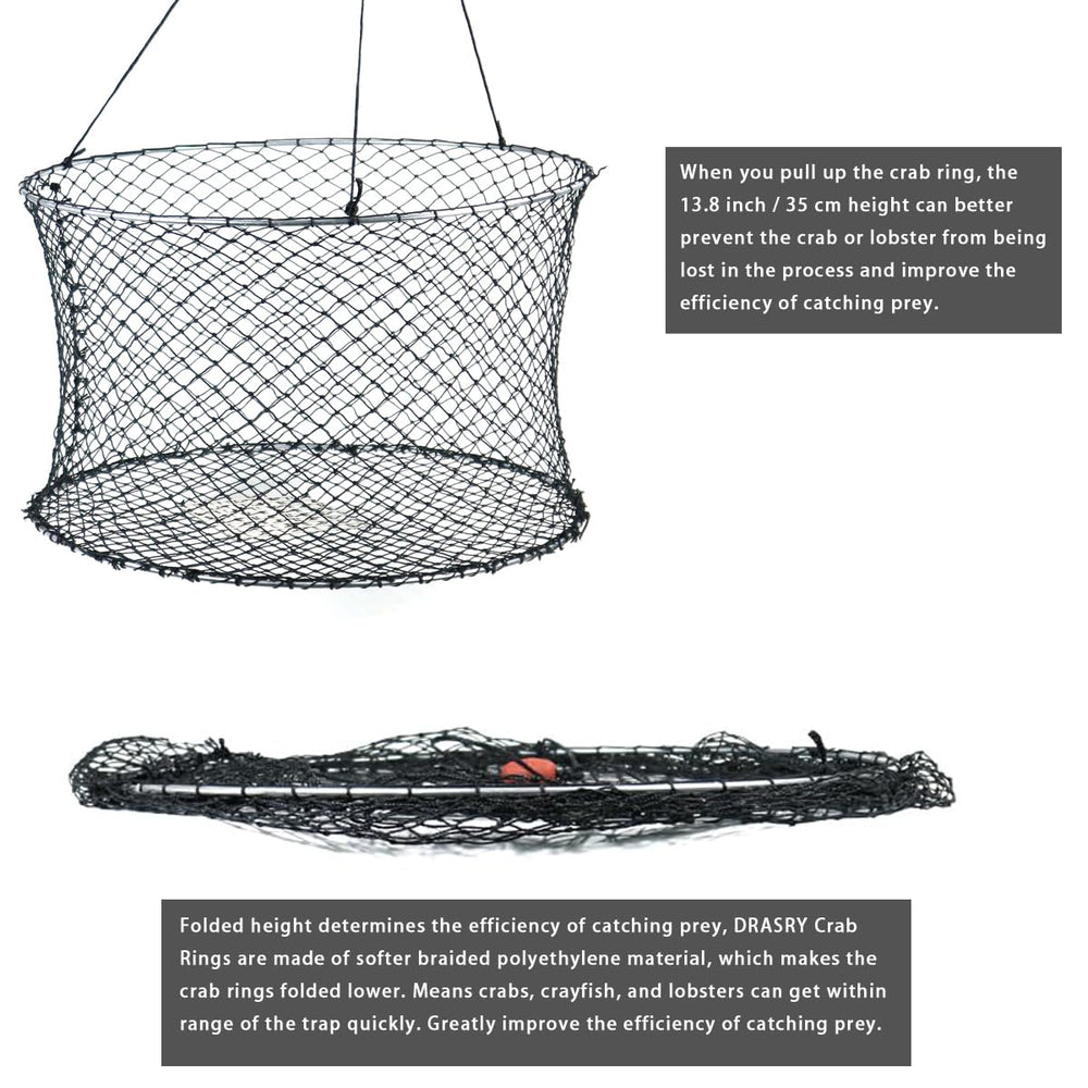 Drasry crab ring trap package contents include floats and ropes.