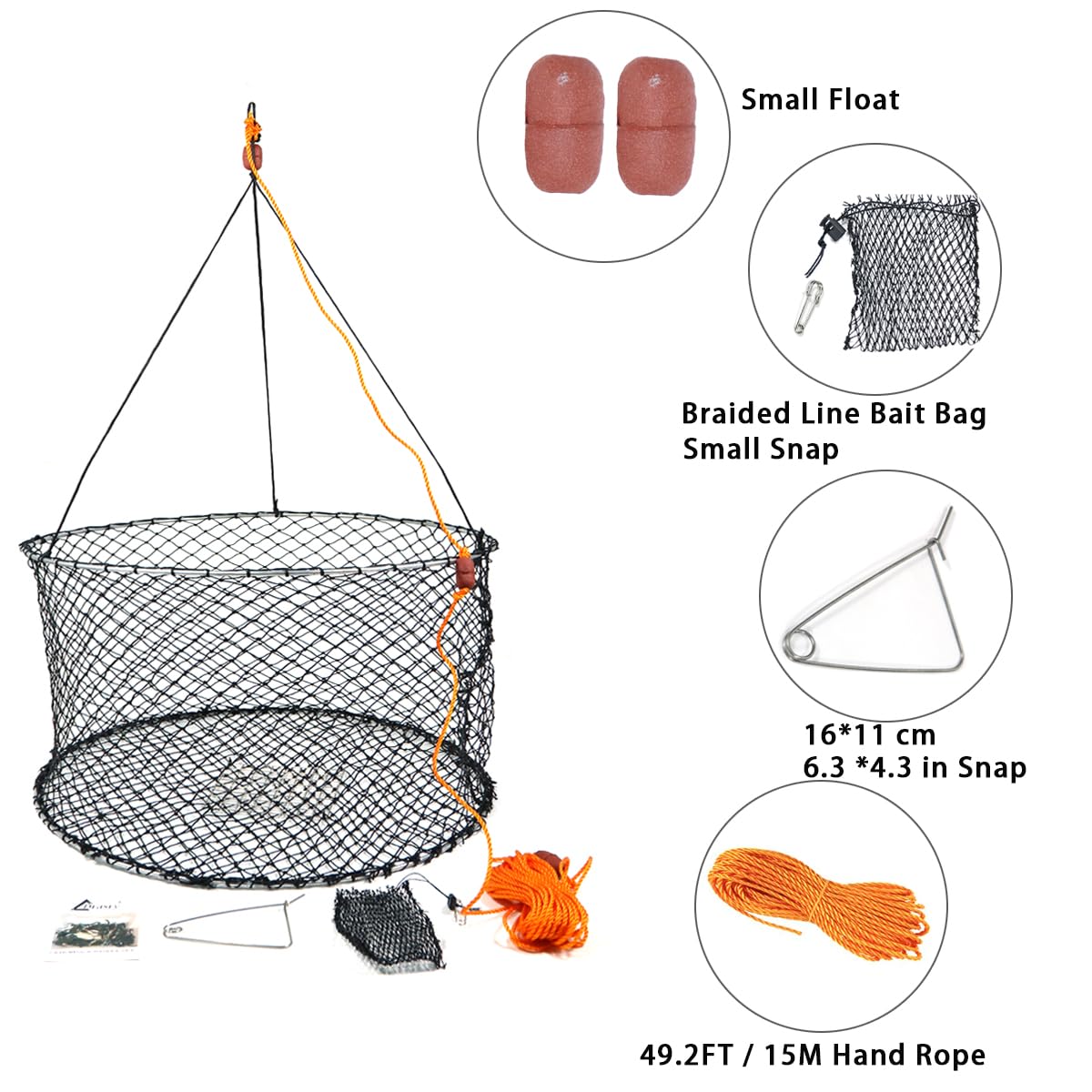 Drasry crab ring trap stainless bracket adds weight for stable sinking.
