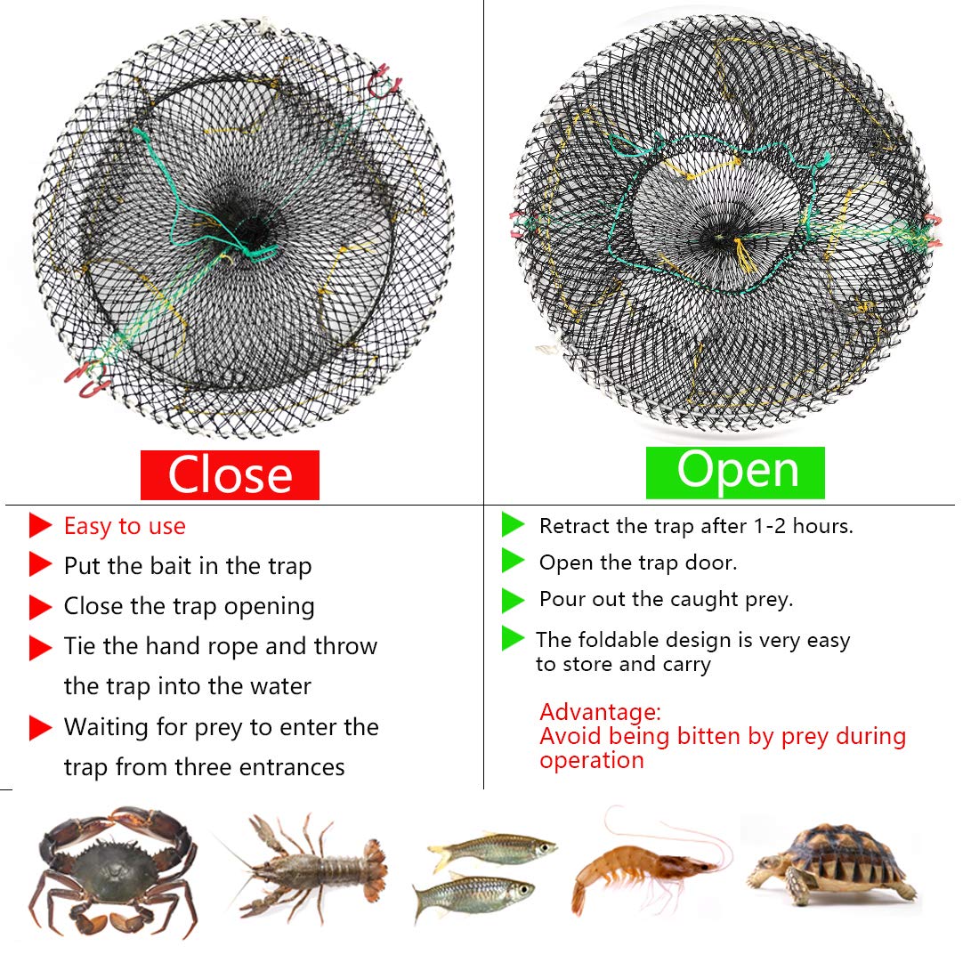 Drasry crab trap 2-pack includes bait bags for setup.