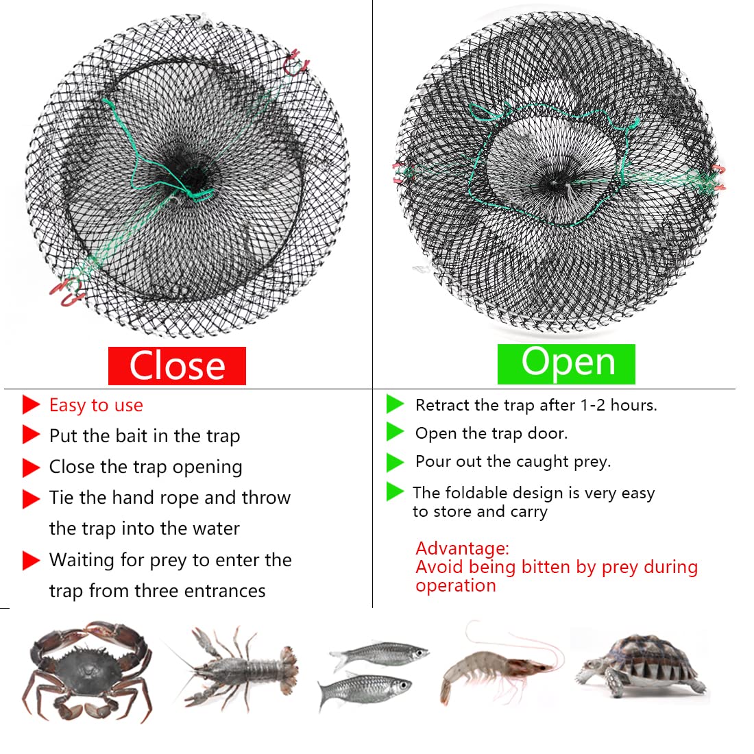 Drasry crab trap frame uses 2mm galvanized steel for durability.