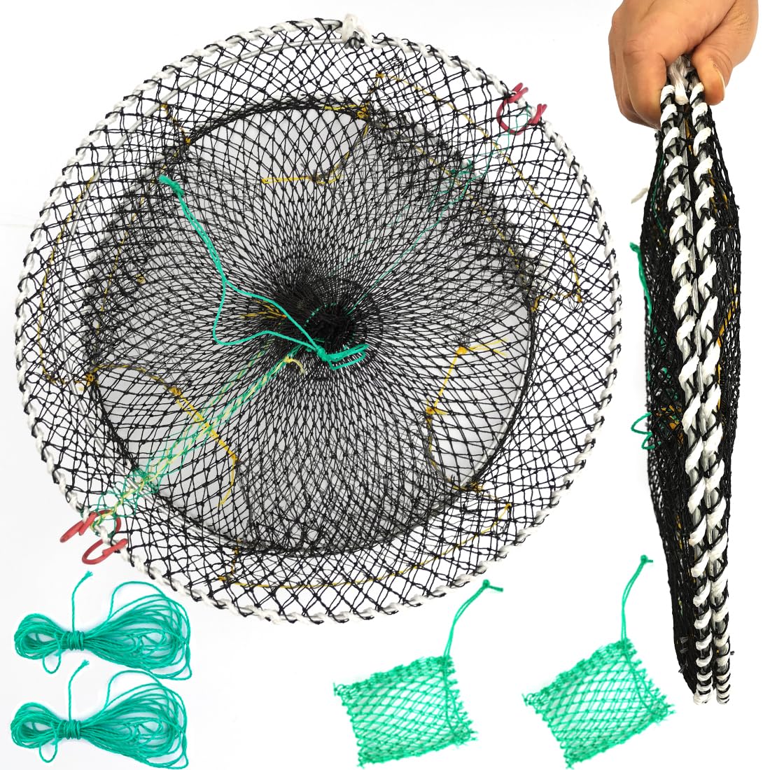 Drasry crab trap folded compact for easy transport.