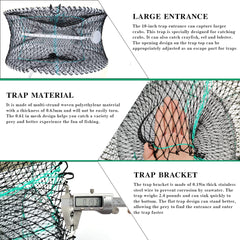 Drasry crab trap folded compact for easy transport.