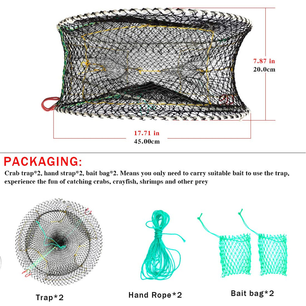 Drasry crab trap open entrances with three 9-inch doors for easy prey exit.