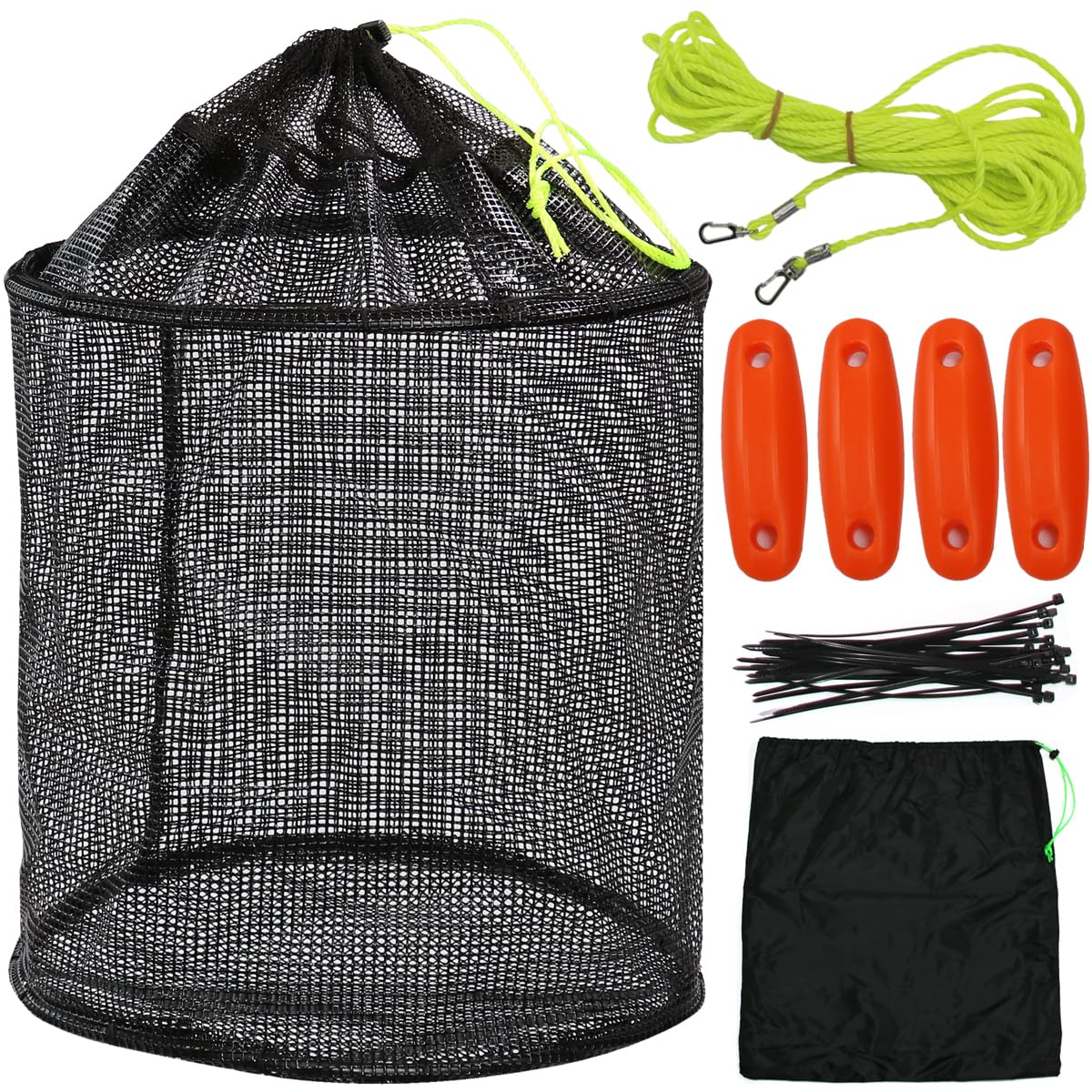 Drasry floating fishing basket assembled with orange floats