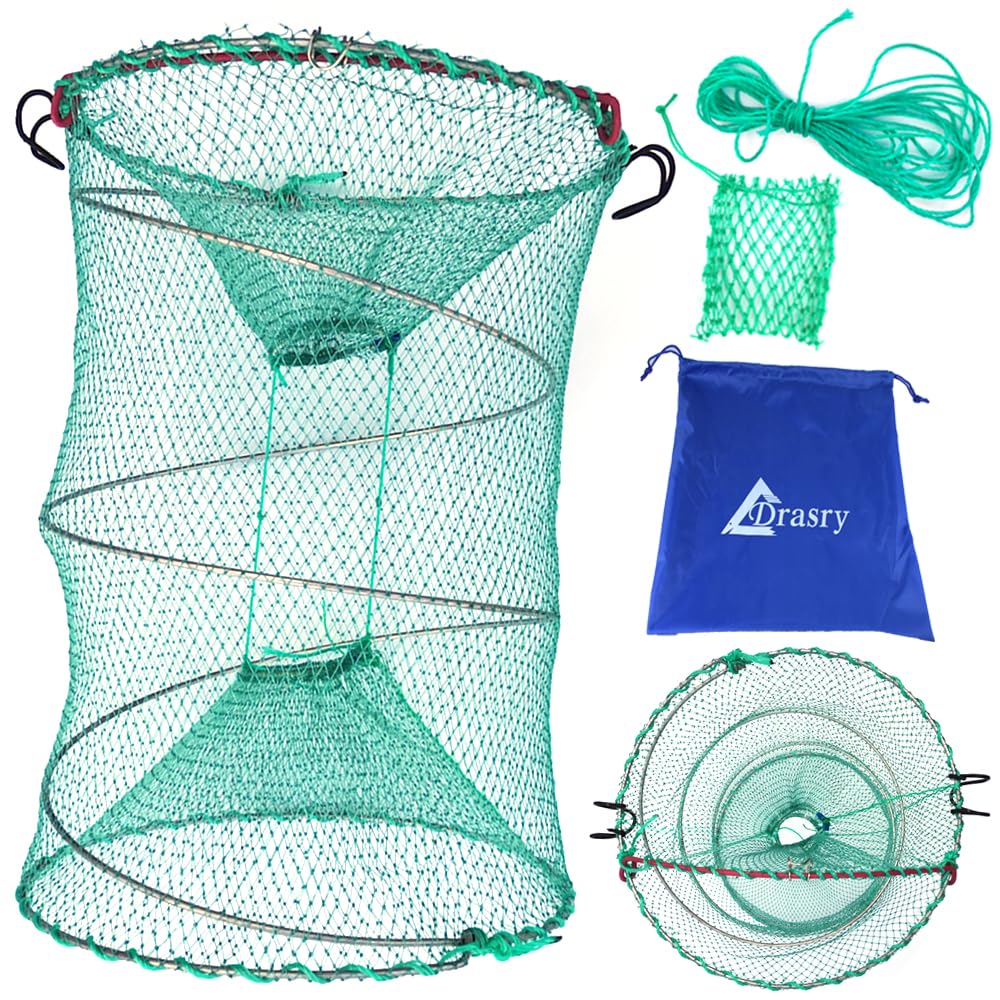 Drasry foldable fishing trap in green polyethylene
