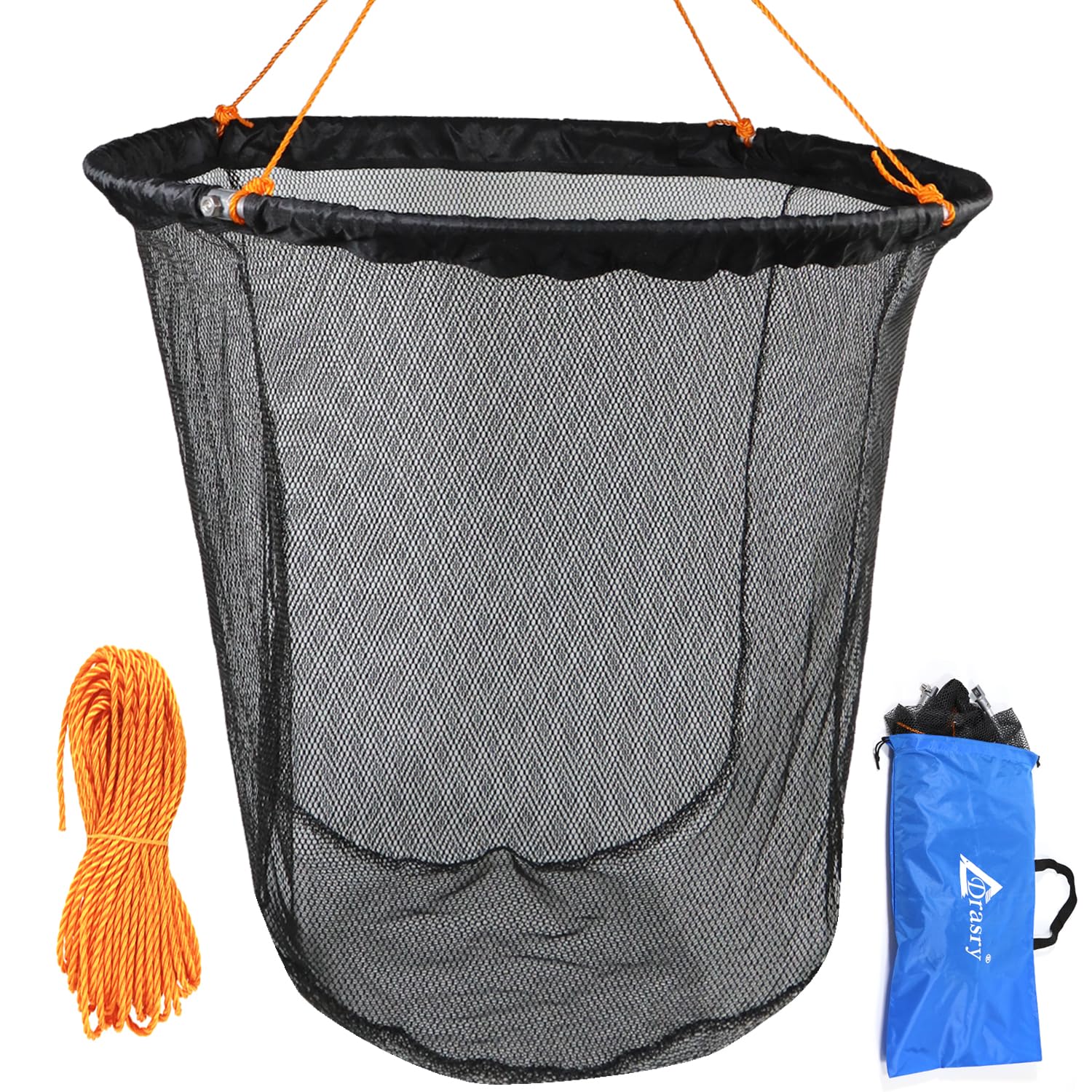 Drasry foldable pier fishing net with aluminum ring