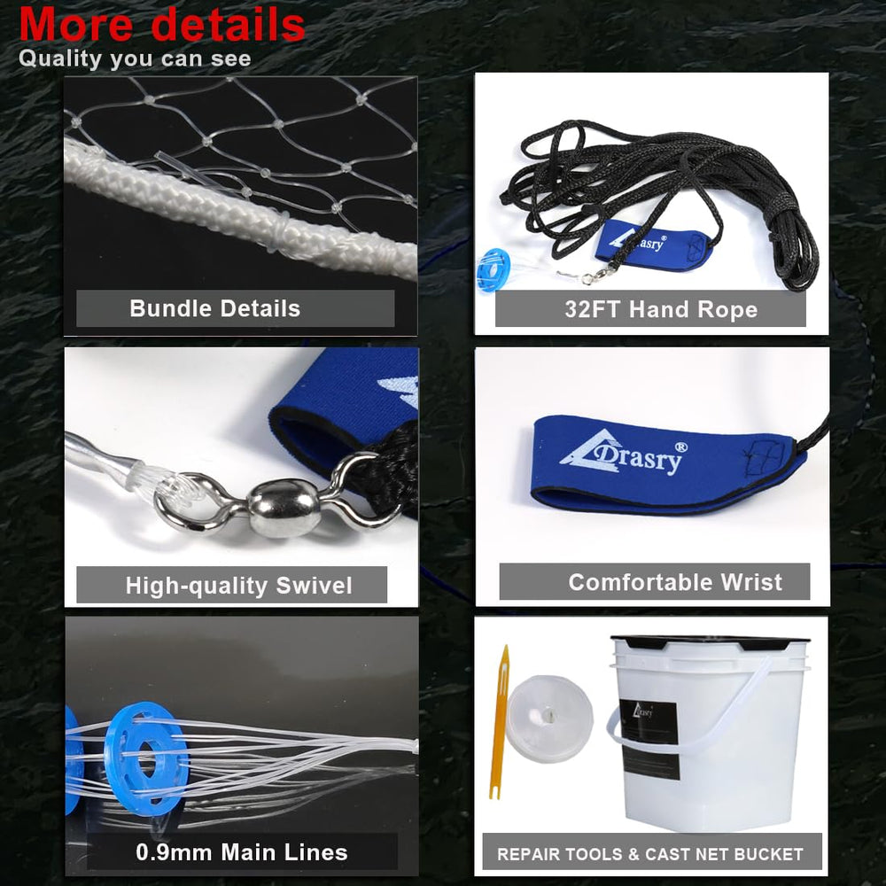 Drasry cast net repair-kit-bag emphasizes quick field repairs and convenient storage.
