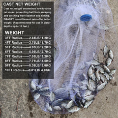 Drasry saltwater cast net weighted bottom helps keep bait secure
