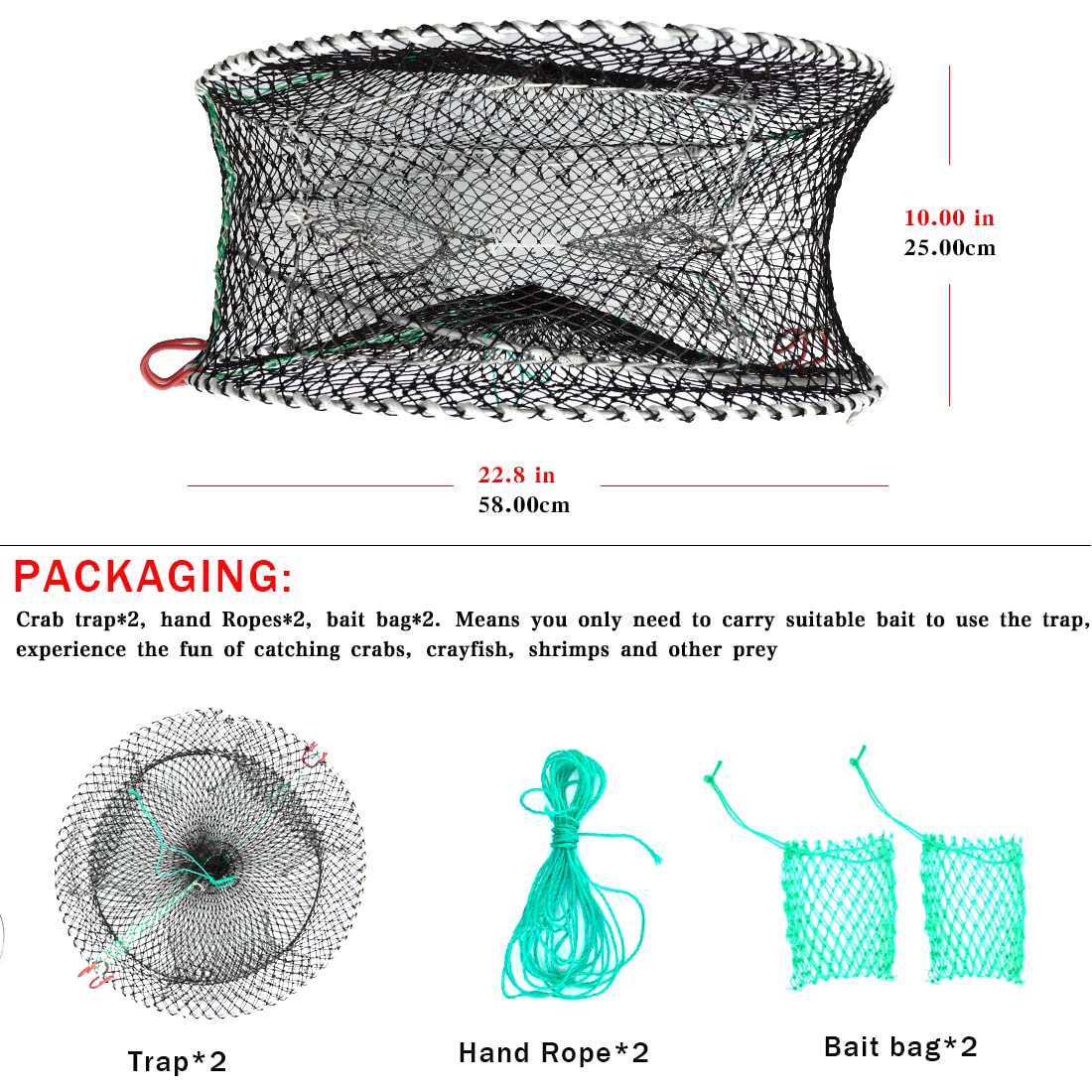 Drasry crab trap flat-bottom design enhances underwater stability.