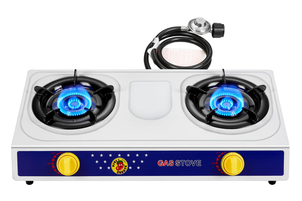 Dr.Camp 2 Burner Stove setup for camping cooking outdoors.