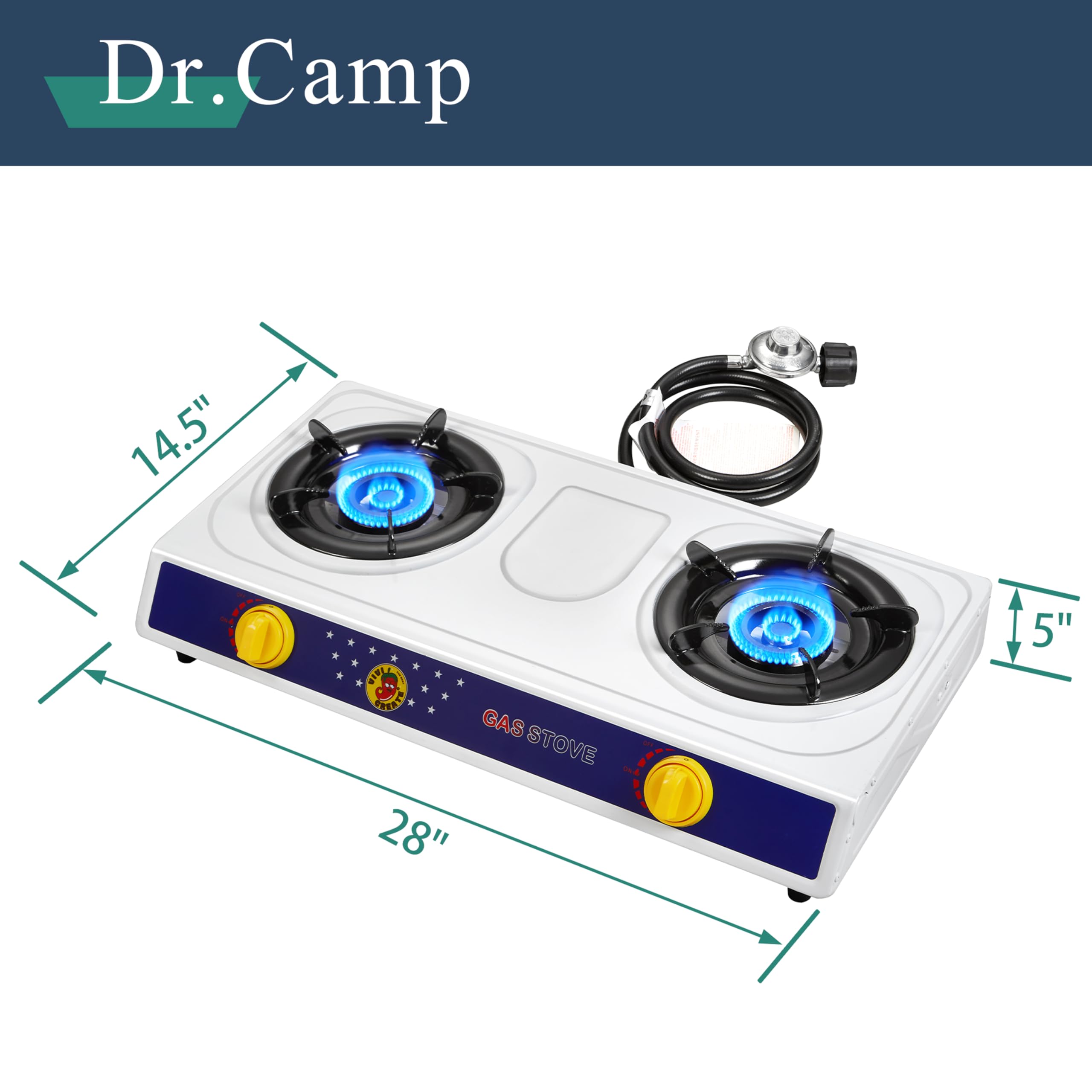 Dr.Camp 2 Burner Stove CSA-regulated safety for reliable use.